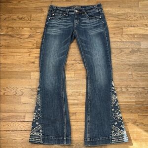 Women's Rock & Roll Denim Blue Embroidered Jeans